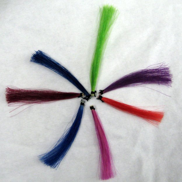 Samples of bow hair coloring